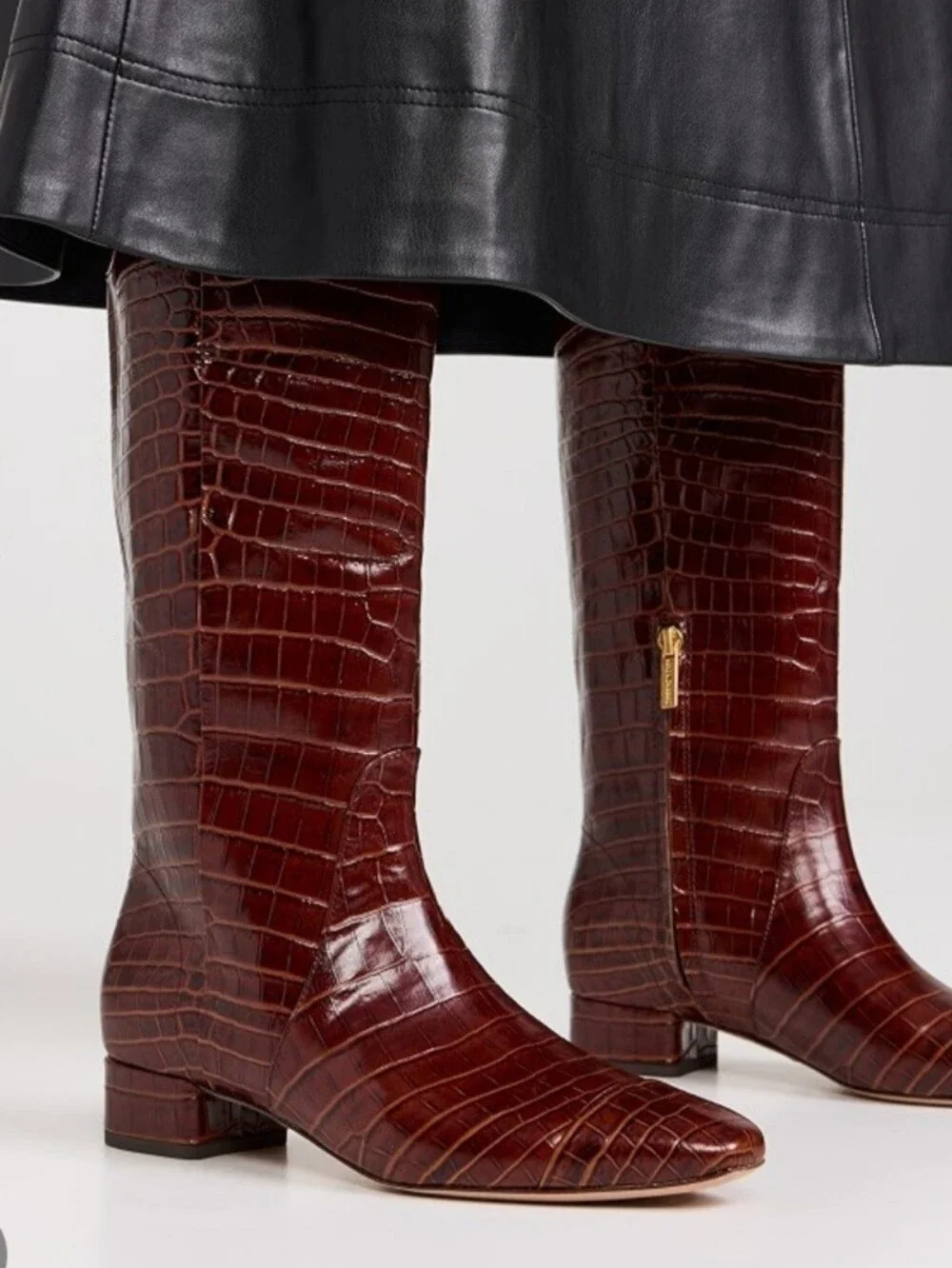 NWT$795 Veronica Beard Cecile Croc Embossed Knee High Boots Sz 6.5